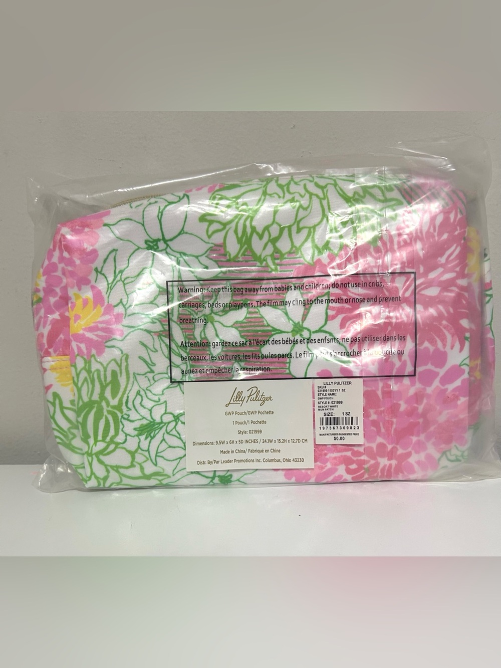 NWT Lilly Pulitzer Pink and Green Cosmetic Pouch - Picture 3 of 4